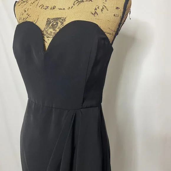 Shona Joy Black Strapless Draped Tulip Sweetheart Dress - Picture 2 of 11
